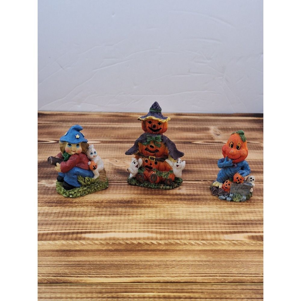 X3 K's Collection Witch Halloween Figurine Decor 5"T x 3"L Pumpkin Vintage‎ Lot